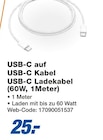 USB-C auf USB-C Kabel USB-C Ladekabel (60W, 1Meter) Angebote bei expert Baden-Baden für 25,00 €