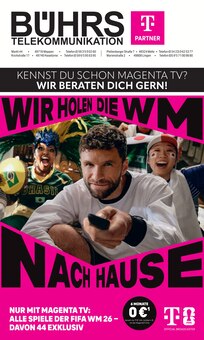 Telekom Partner Bührs Melle Prospekt WIR HOLEN DIE WM NACH HAUSE mit 8 Seiten