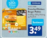 Crunchy-Chicken-Burger-Patties im ALDI SÜD Prospekt Crunchy-Chicken-Burger-Patties von Jack's Farm im aktuellen ALDI SÜD Prospekt für 3,49 €