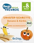 Knusper-Schnitte Banane & Kürbis im Rossmann Prospekt Knusper-Schnitte Banane & Kürbis von Baby Freche Freunde im aktuellen Rossmann Prospekt für 1,79 €