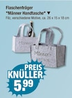 Flaschenträger "Männer Handtasche" im V-Markt Prospekt Flaschenträger "Männer Handtasche" von im aktuellen V-Markt Prospekt für 5,99 €