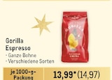 Espresso Angebote von Gorilla bei Metro Augsburg für 14,97 €