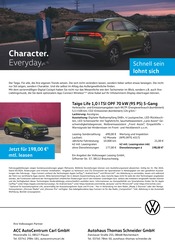Aktueller Volkswagen Werkstatt & Auto Prospekt in Grünbach und Umgebung, "Character. Everyday." mit 1 Seite, 11.05.2024 - 24.05.2024
