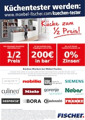 Möbel Fischer Möbel & Einrichtung Prospekt der aktuellen Woche mit 1 Seite, gültig von 04.10.2025 bis 02.11.2025, in Tuchenbach und Umgebung Aktueller Möbel Fischer Möbel & Einrichtung Prospekt in Tuchenbach und Umgebung, "Küchen-Marken bei Möbel Fischer." mit 1 Seite, 04.10.2025 - 02.11.2025