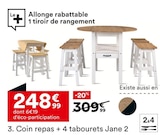 Coin repas + 4 tabourets Jane 2 - But à Angers Coin repas + 4 tabourets Jane 2 en promo chez But Angers à 248,99 €