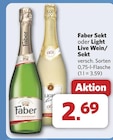 Aktuelle Sekt Angebote bei combi in Oldenburg Aktuelles Faber Sekt oder Light Live Wein/Sekt Angebot bei combi in Oldenburg ab 2,69 €
