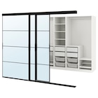 Kleiderschrank+Schiebetüren begehb. schwarz/Auli Spiegelglas 276x160x205 cm Angebote von SKYTTA / PAX bei IKEA Dessau-Roßlau für 1.350,00 €