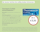 Thomapyrin CLASSIC Schmerztabletten Angebot in Tannhausen Thomapyrin CLASSIC Schmerztabletten im aktuellen Prospekt bei LINDA in Tannhausen