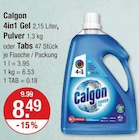 4in1 Gel oder Pulver oder Tabs im V-Markt Prospekt 4in1 Gel oder Pulver oder Tabs von Calgon im aktuellen V-Markt Prospekt für 8,49 €