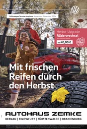 Aktueller Volkswagen Werkstatt & Auto Prospekt in Panketal und Umgebung, "Mit frischen Reifen durch den Herbst" mit 1 Seite, 01.09.2024 - 30.11.2024