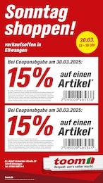 toom Baumarkt Prospekt "Sonntag shoppen!" für Crailsheim, 1 Seite, 30.03.2025 - 30.03.2025