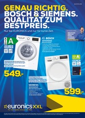 Aktueller EURONICS Prospekt mit Textilreinigung, "GENAU RICHTIG. BOSCH & SIEMENS. QUALITÄT ZUM BESTPREIS.", Seite 1