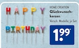Glückwunschkerzen von Home Creation im aktuellen ALDI SÜD Prospekt für 1,99 €