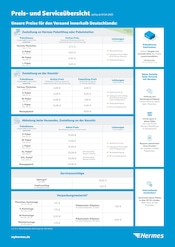 Aktueller Hermes Paketshop Weitere Geschäfte Prospekt in Niederdorfelden und Umgebung, "Preis- und Serviceübersicht" mit 2 Seiten, 01.04.2025 - 30.06.2026