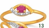 bague rubis et diamants 0,02 ct, taille 54, or jaune et rhodié 1,31 g à 205,00 € dans le catalogue E.Leclerc