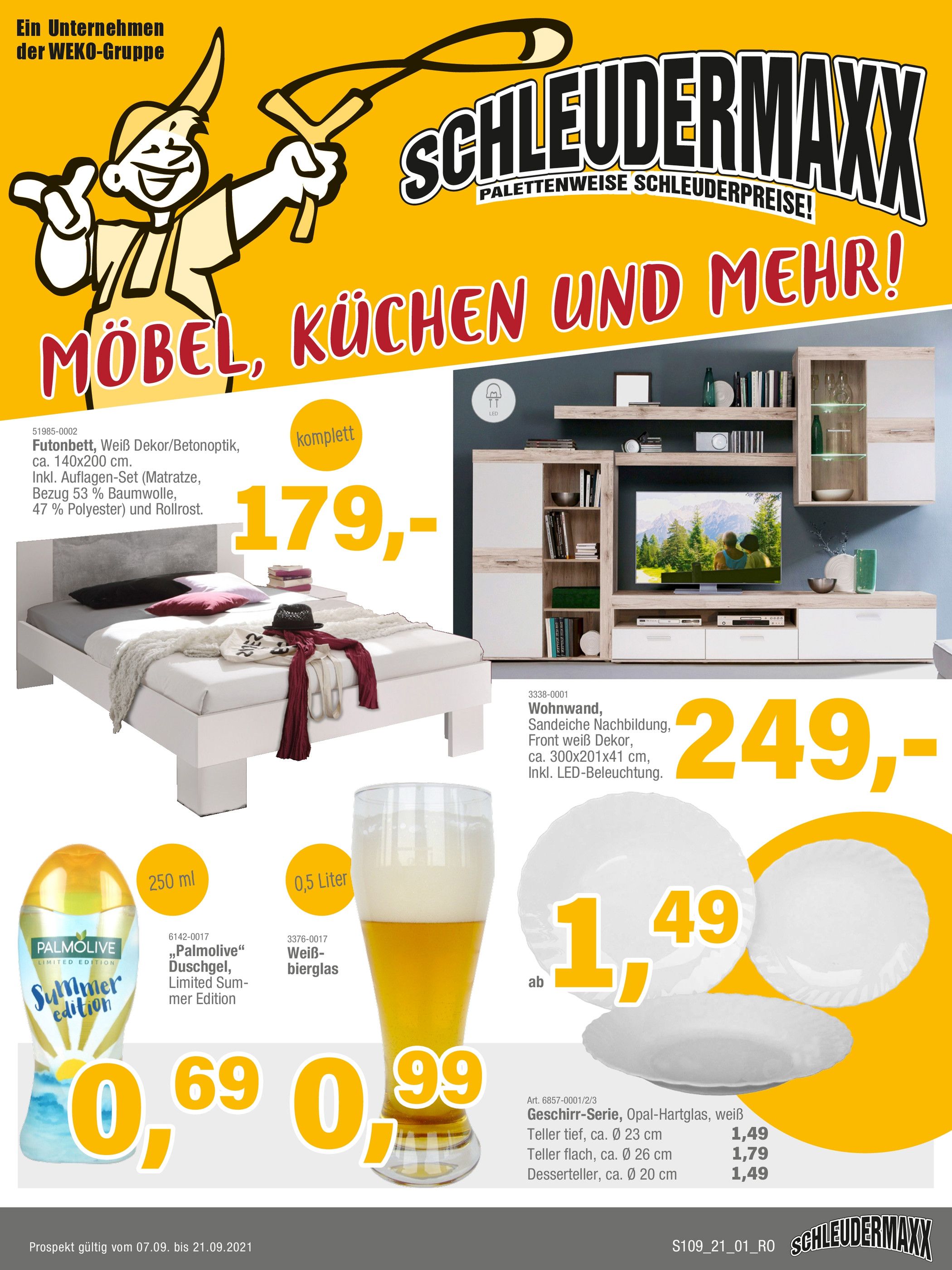 Schleuder-Maxx Sonderposten-Markt Prospekt für Wasserburg mit 16 Seiten Schleuder-Maxx Sonderposten-Markt Prospekt für Wasserburg: "Aktuelle Angebote", 16 Seiten, 07.09.2021 - 21.09.2021