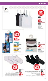 Prix et réduction Chaussettes dans le prospectus Super U en cours Offre Chaussettes dans le catalogue Super U du moment à la page 27