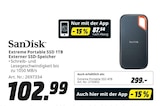 Extreme Portable SSD 1TB Externer SSD-Speicher Angebote von SanDisk bei MediaMarkt Saturn Dortmund für 87,54 €