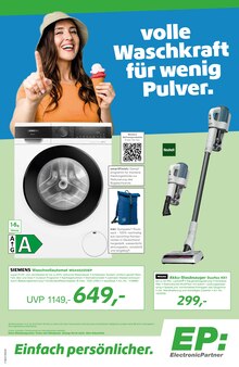 Waschmaschine im EP: Prospekt "volle Waschkraft für wenig Pulver." mit 12 Seiten (München)