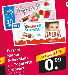 Ferrero Kinder Schokolade oder Yogurette Erdbeere bei famila Nordost in Wolfsburg Ferrero Kinder Schokolade oder Yogurette Erdbeere im Angebot bei famila Nordost Wolfsburg für 0,99 €
