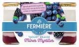 Yaourt brassé sur lit de mûres et myrtilles - LA FERMIÈRE en promo chez Intermarché Vandœuvre-lès-Nancy à 1,45 €