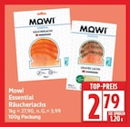 Essential Räucherlachs von Mowi für 2,79 € bei EDEKA im Angebot Essential Räucherlachs von Mowi im aktuellen EDEKA Prospekt