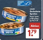 Geräucherte Sprotten in Rapsöl im ALDI SÜD Prospekt Geräucherte Sprotten in Rapsöl von ALMARE im aktuellen ALDI SÜD Prospekt für 1,79 €