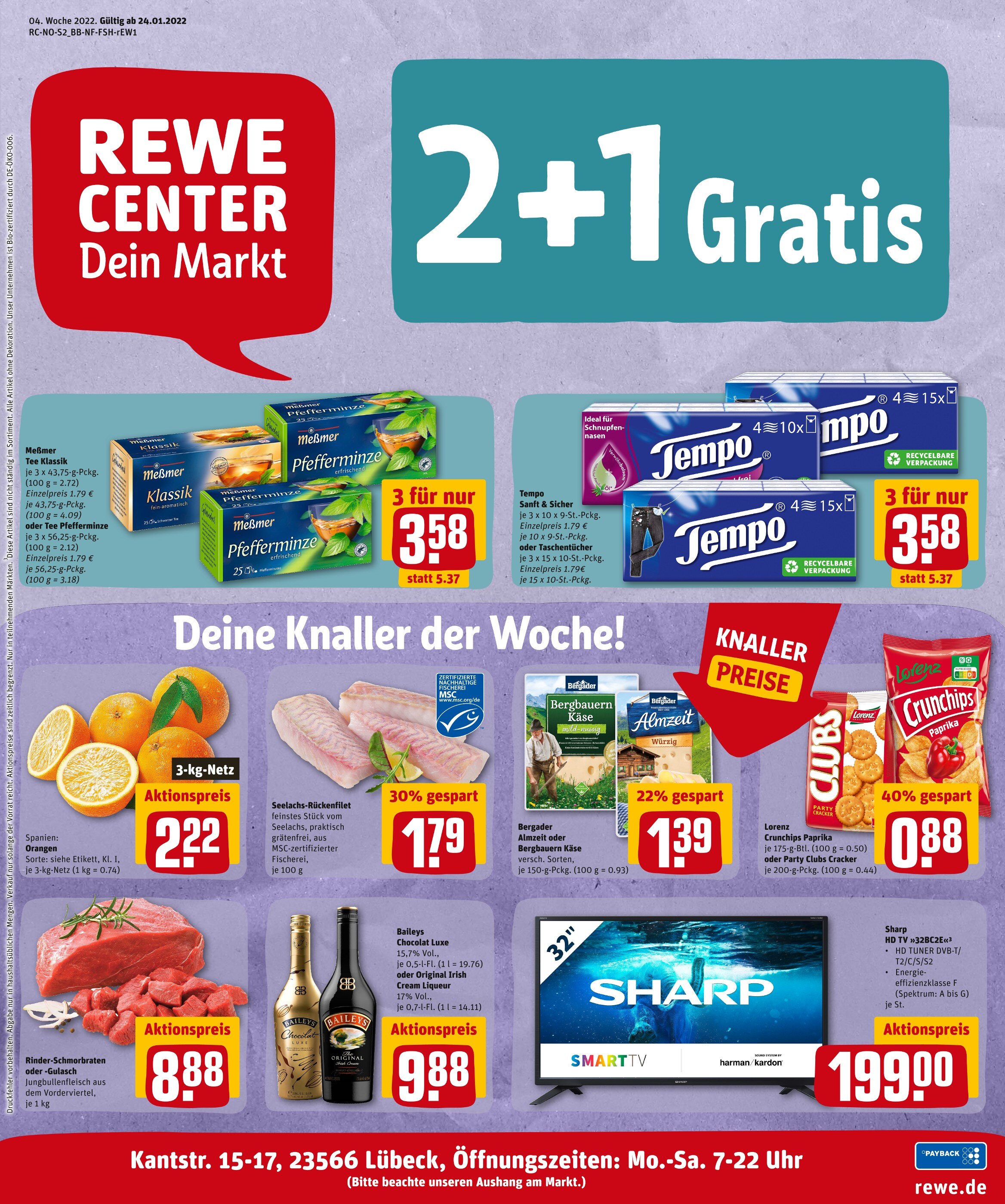 REWE Prospekt für Lübeck mit 29 Seiten REWE Prospekt für Lübeck: "Top Angebote", 29 Seiten, 24.01.2022 - 29.01.2022