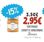 Tartinade Carotte Gingembre - Bioster dans le catalogue Naturalia