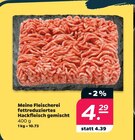 fettreduziertes Hackfleisch gemischt von Meine Fleischerei für 4,29 € bei Netto mit dem Scottie im Angebot fettreduziertes Hackfleisch gemischt von Meine Fleischerei im aktuellen Netto mit dem Scottie Prospekt