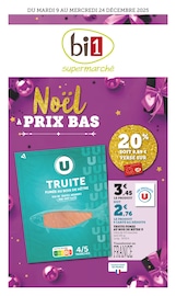 Prospectus Supermarchés Bi1 en cours à Noyers et alentours, "Noël À PRIX BAS", 32 pages, 09/12/2025 - 24/12/2025 Catalogue Supermarchés Bi1 en cours à Noyers et alentours, "Noël À PRIX BAS", 32 pages, 09/12/2025 - 24/12/2025