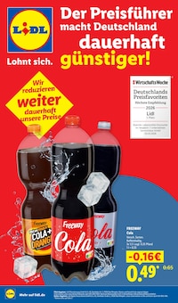 Cola im Lidl Prospekt "Der Preisführer macht Deutschland dauerhaft günstiger!" mit 40 Seiten (Essen)