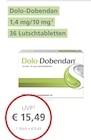 Lutschtabletten von Dolo-Dobendan für 15,49 € bei LINDA Partnerapotheke im Angebot Lutschtabletten von Dolo-Dobendan im aktuellen LINDA Partnerapotheke Prospekt