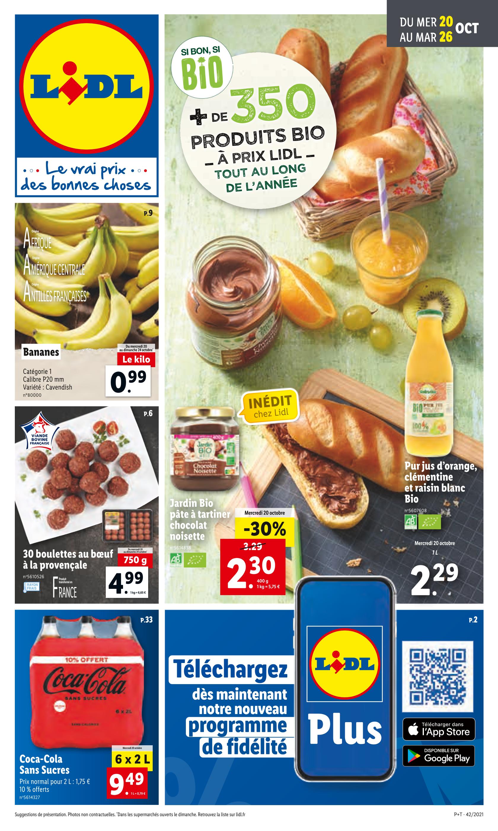 Catalogue Lidl à Ermont, avec 1 page Prospectus Lidl à Ermont, "Si bon, si bio", 1 page, 20/10/2021 - 26/10/2021