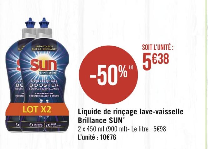 Sun Dry & Shine Liquide de rinçage lave-vaisselle Booster - 6 x 450 ml