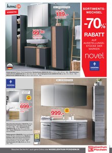 Badmöbel im Möbelzentrum Pforzheim Prospekt "DAS KANN NUR DER PREISBRECHER" mit 24 Seiten (Pforzheim)