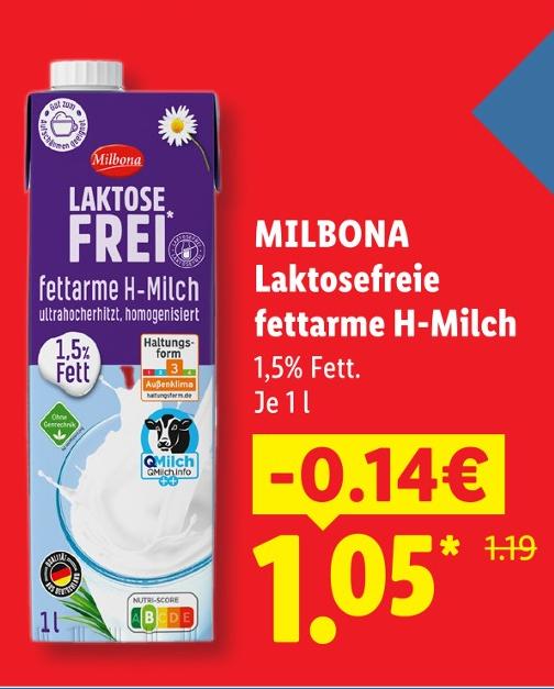 Laktosefreie fettarme H-Milch