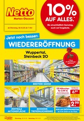 Huhn im Netto Marken-Discount Prospekt in Wuppertal Aktueller Netto Marken-Discount Prospekt mit Huhn, "Wiedereröffnung - 10% auf ALLES", Seite 1