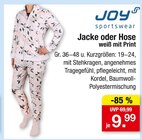 Jacke oder Hose weiß mit Print Angebote von JOY sportswear bei Zimmermann Hannover für 9,99 €