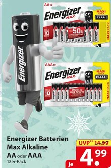 Energizer Batterien Max Alkaline AA oder AAA bei famila Nordost in Pinneberg Energizer Batterien Max Alkaline AA oder AAA im Angebot bei famila Nordost Pinneberg für 4,99 €