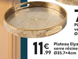 Plateau Elya verre résine Ø35.7x4cm en promo chez Maxi Bazar Pantin à 11,99 €