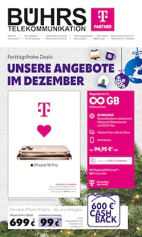 Telekom Partner Bührs Lingen Prospekt Festtagsfrohe Deals: UNSERE ANGEBOTE IM DEZEMBER mit  Seiten in Lingen (Ems) und Umgebung