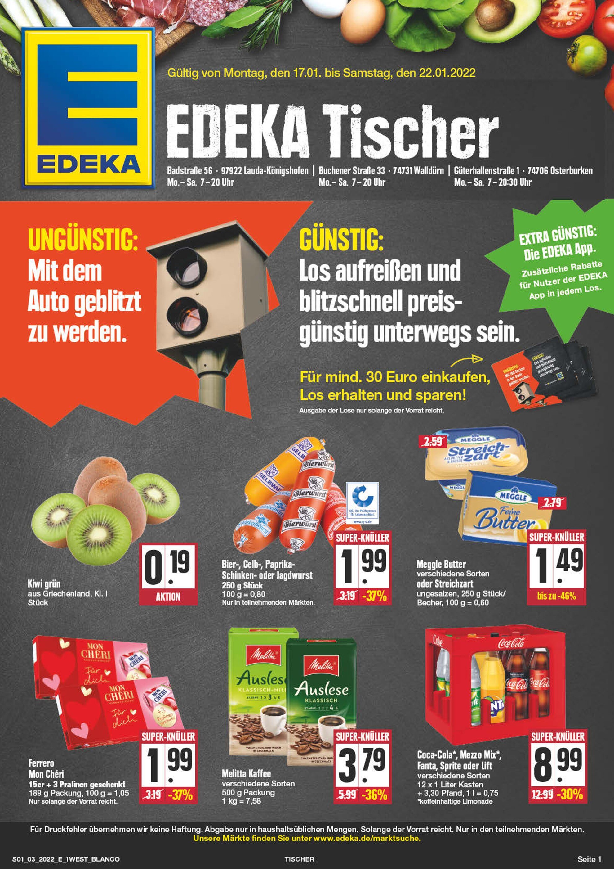 EDEKA Prospekt für Igersheim mit 24 Seiten EDEKA Prospekt für Igersheim: "Top Angebote!", 24 Seiten, 17.01.2022 - 22.01.2022