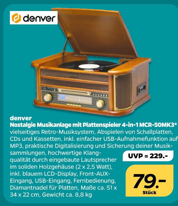 Nostalgie Musikanlage mit Plattenspieler 4-in-1 MCR-50MK3