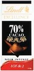 Tablette Excellence Noir 70% Cacao - Lindt - Intermarché à Saintes Tablette Excellence Noir 70% Cacao - Lindt en promo chez Intermarché Saintes à 2,93 €