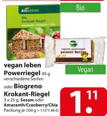vegan leben Powerriegel oder Biogreno Krokant-Riegel bei famila Nordost in Hamburg vegan leben Powerriegel oder Biogreno Krokant-Riegel im Angebot bei famila Nordost Hamburg für 1,11 €
