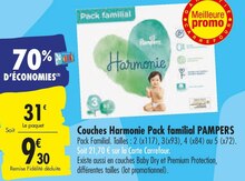 Couches dans le catalogue Carrefour Couches Harmonie Pack familial PAMPERS à 9,30 € en promo chez Carrefour