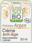 Crème Anti-Âge Huile d'Argan Bio Équitable Peaux Normales à Sèches - SOBIO ETIC dans le catalogue Intermarché Hyper