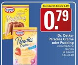 Paradies Creme oder Pudding Angebote von Dr. Oetker bei WEZ Bad Oeynhausen für 0,79 €