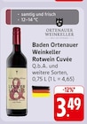 EDEKA Gerstetten - Baden Ortenauer Weinkeller Rotwein Cuvée Angebot im Prospekt Baden Ortenauer Weinkeller Rotwein Cuvée bei EDEKA im Gerstetten Prospekt für 3,49 €